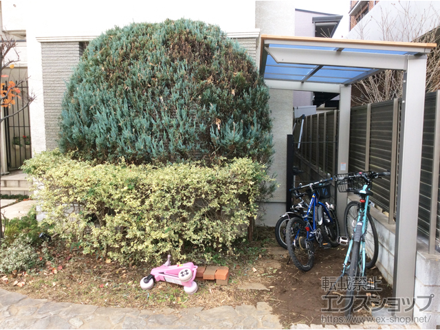 東京都三鷹市ののテラス屋根 フーゴF 独立テラスタイプ 単体 木調色 積雪〜20cm対応 施工例