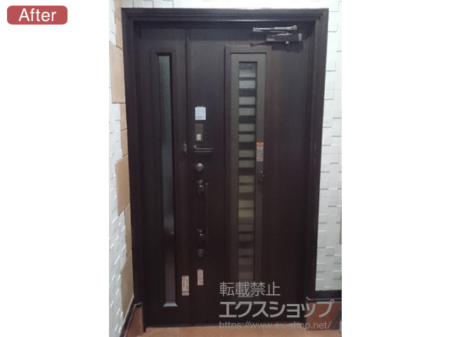 長崎県長崎市のLIXIL リクシル（トステム）の玄関ドア リシェントII 断熱K4仕様 親子仕様(ランマ無)L E90型 ※タッチキー(キー付リモコン)仕様 施工例