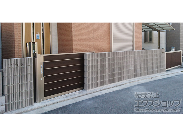 大阪府堺市のの門扉 アウタースライドD型 戸当り柱仕様 マテリアルカラー 施工例