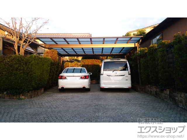 福岡県鞍手郡鞍手町ののカーポート エフルージュツインEX 後方支持タイプ 積雪〜20cm対応 施工例