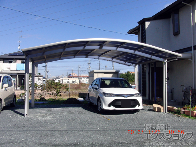 静岡県浜松市ののカーポート レイナツインポートグラン　積雪〜20cm対応＋屋根ふき材補強部品（2セット）×1セット 施工例