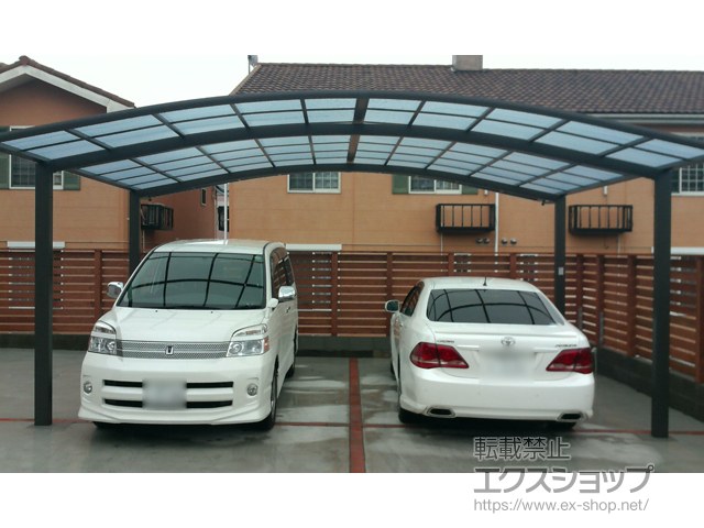 福岡県糟屋郡粕屋町ののカーポート ネスカR (ラウンドスタイル) ワイド 積雪〜20cm対応 施工例