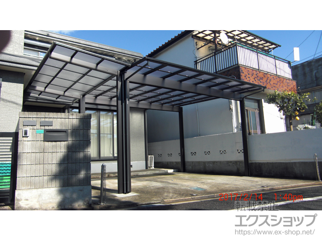 東京都江戸川区ののカーポート エフルージュ ツイン 積雪〜20cm対応 ※水下水上梁延長仕様（8m） 施工例