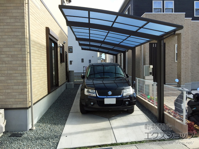 兵庫県高砂市ののカーポート ネスカR (ラウンドスタイル) 縦連棟 積雪〜20cm対応 施工例