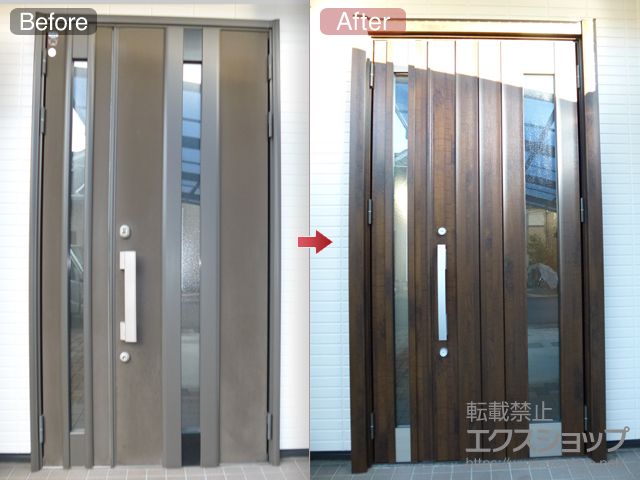 栃木県宇都宮市のLIXIL リクシル（トステム）の玄関ドア リシェントII 断熱K4仕様 親子仕様(ランマ無)R B61型 施工例