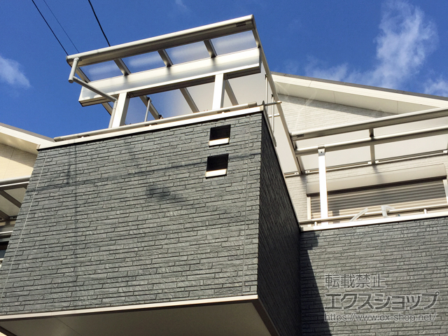 大阪府東大阪市ののバルコニー・ベランダ屋根 ヴェクターテラス F型 1500 屋根タイプ 単体 積雪〜50cm対応 施工例