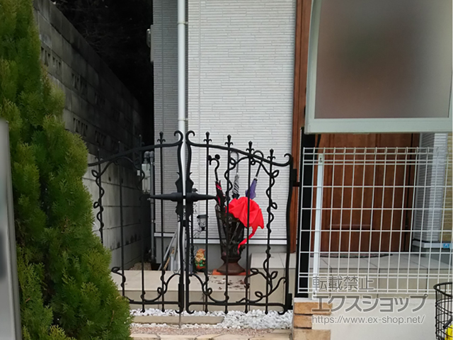 福岡県福岡市のの門扉 プロヴァンス5型 両開き 門柱タイプ 施工例