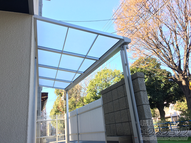 東京都大田区ののテラス屋根 スピーネ F型 テラスタイプ 単体 積雪〜20cm対応 正面台形納まり 施工例