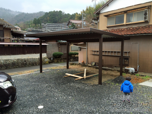 京都府舞鶴市ののカーポート ジーポートneo Aタイプ 2台用 角柱4本柱 積雪〜100cm対応 施工例