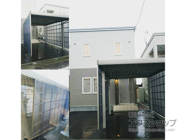 北海道函館市のLIXIL リクシル（トステム）のカーポート テリオスポートIII 1500 角柱4本仕様 積雪〜50cm対応 施工例