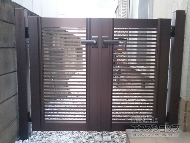 東京都北区のの門扉 エクスライン門扉1型 両開き 門柱使用 施工例