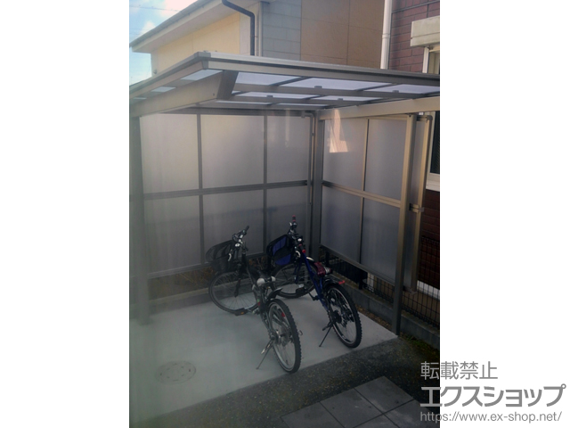兵庫県姫路市ののサイクルポート・駐輪場 フーゴFパーク (フラットスタイル) パネル2面囲い 積雪〜20cm対応 施工例