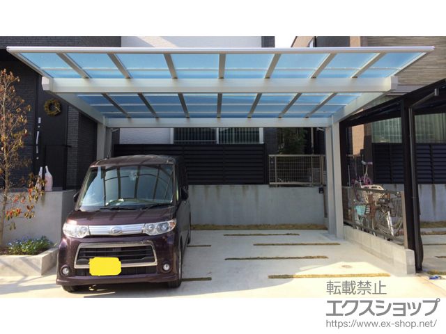 福岡県筑紫野市ののカーポート エフルージュツインEX 後方支持タイプ 積雪〜20cm対応 施工例
