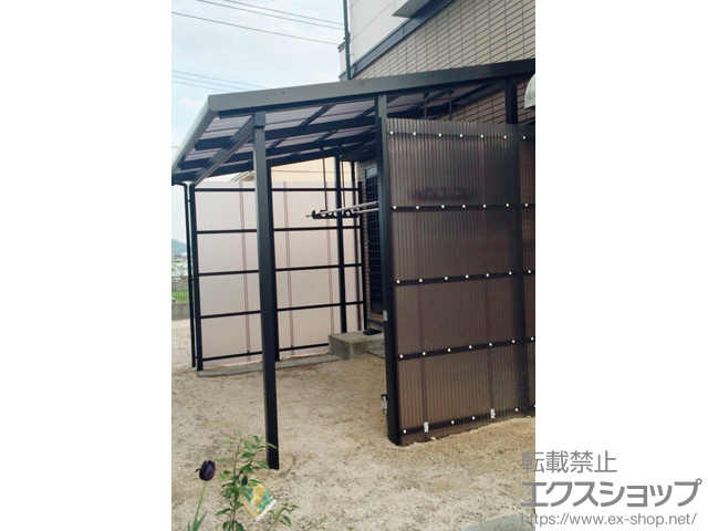 岡山県赤磐市のLIXIL リクシル（トステム）のテラス屋根 ナーラテラス テラスタイプ 単体 積雪〜20cm対応 施工例