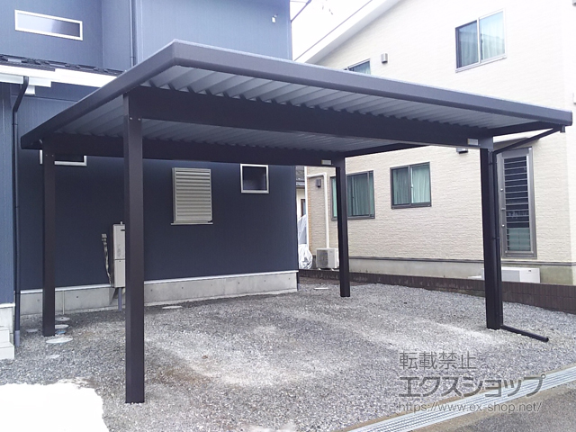 長野県松本市ののカーポート ジーポートneo Aタイプ 2台用 角柱4本柱 積雪〜100cm対応 施工例