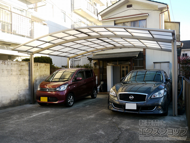 東京都青梅市ののカーポート ネスカR (ラウンドスタイル) ワイド 積雪〜20cm対応 施工例