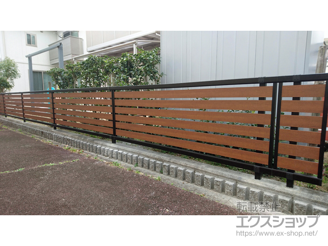 愛知県西尾市ののフェンス・柵 モクアルフェンス 横板タイプ 自由柱施工 施工例