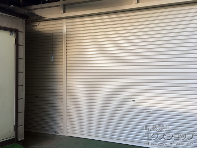 埼玉県八潮市ののガレージシャッター プラテアII スチールタイプ 手動式 2連装均等割り 施工例