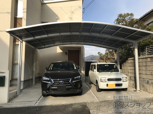 広島県広島市ののカーポート ネスカR (ラウンドスタイル) ワイド 積雪〜20cm対応 施工例
