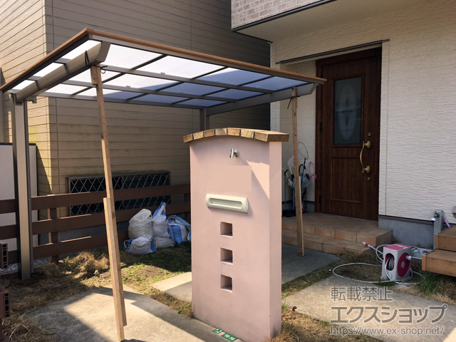 福岡県北九州市ののサイクルポート・駐輪場 フーゴFミニ (フラットスタイル) 木調色 積雪〜20cm対応 施工例