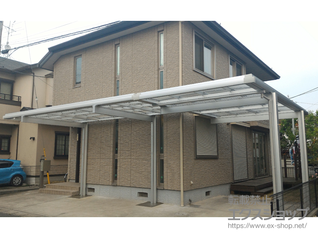 千葉県千葉市ののカーポート U.スタイルII フラット屋根 片側支持タイプ 梁置きタイプ 積雪〜20cm対応 施工例