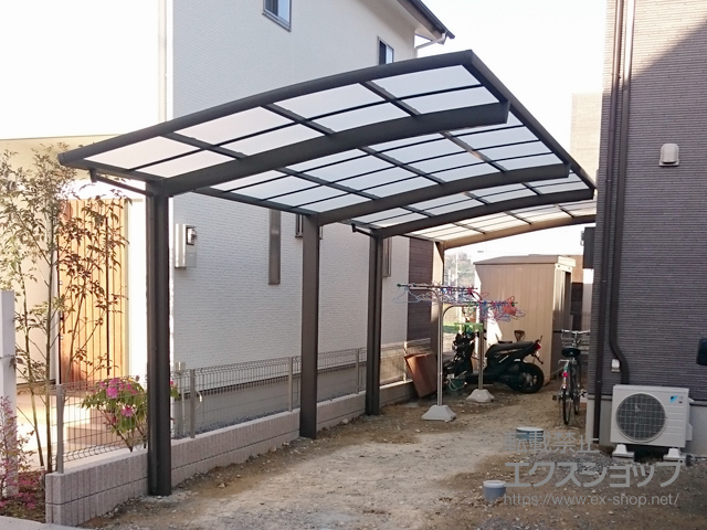 兵庫県加西市ののカーポート ネスカR (ラウンドスタイル) 縦連棟 積雪〜20cm対応 施工例