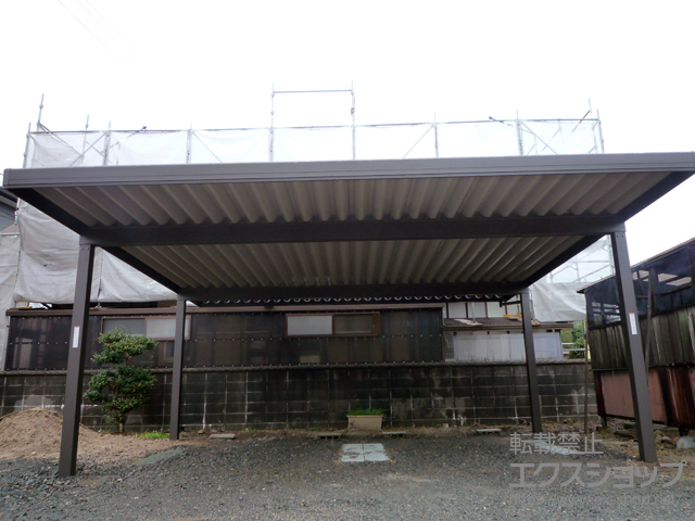 山口県防府市のLIXIL リクシル（トステム）のカーポート テリオスポートIII 900 2台用 角柱4本柱 積雪〜30cm対応 施工例