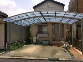 愛知県春日井市ののカーポート ネスカR (ラウンドスタイル) ワイド 積雪〜20cm対応 施工例