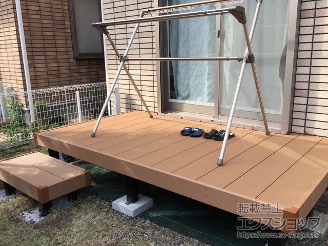 東京都小金井市ののウッドデッキ マージウッドデッキ＋独立式 リウッド ステップ2型 施工例