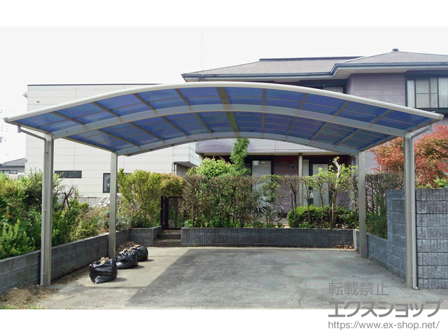 千葉県富津市ののカーポート レイナツインポートグラン　積雪〜20cm対応＋屋根ふき材補強部品 2セット 施工例
