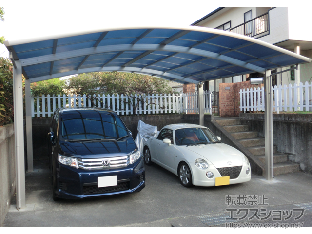 静岡県御前崎市ののカーポート レイナツインポートグラン　積雪〜20cm対応＋屋根ふき材補強部品（2セット） 施工例