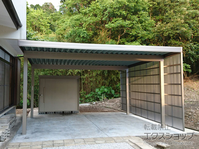 熊本県水俣市のLIXIL リクシル（トステム）のカーポート テリオスポートIII 1500 2台用 角柱4本仕様 積雪〜50cm対応 施工例
