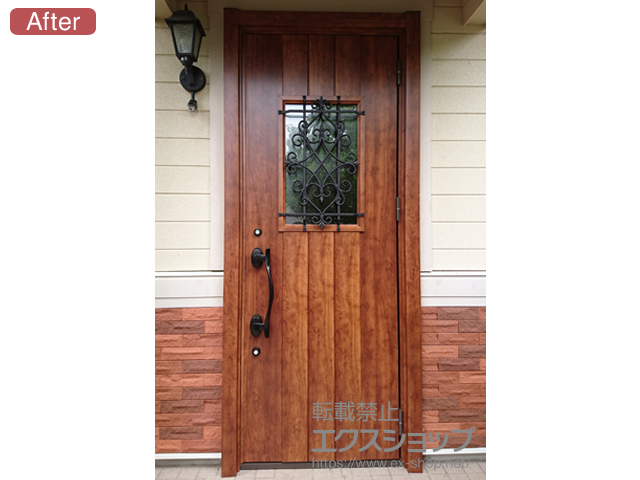 神奈川県大和市のLIXIL リクシル（トステム）の玄関ドア リシェントII 断熱K4仕様 片開き仕様(ランマ無)R C41型 施工例