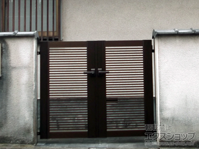 東京都日野市のの門扉 エクスライン門扉1型 両開き　門柱使用 施工例