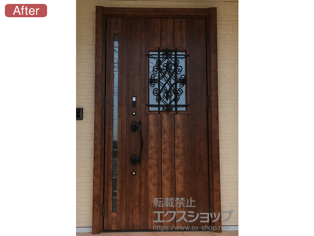 愛知県江南市のLIXIL リクシル（トステム）の玄関ドア リシェントII 断熱K4仕様 親子仕様(ランマ無)R C41型※タッチキー(リモコンタイプ)仕様 施工例