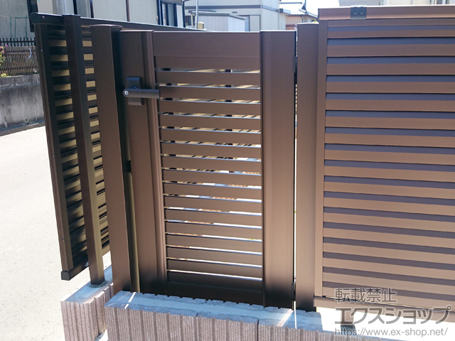 宮城県塩竈市のの門扉 エクスライン門扉5型 片開き　門柱使用 施工例