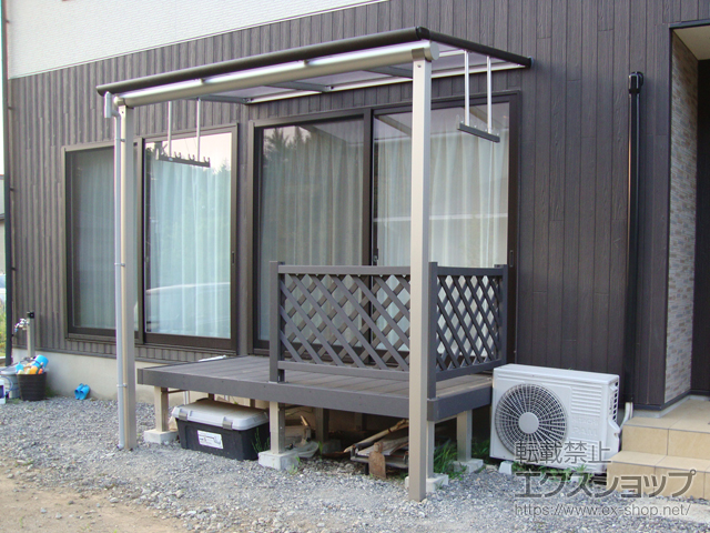 栃木県宇都宮市ののテラス屋根 ヴェクターテラス F型 屋根フレーム木調色タイプ 単体 積雪〜20cm対応 施工例