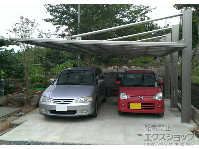 福岡県豊前市ののカーポート ダブルフェース 側面支持タイプ 積雪〜20cm対応 施工例