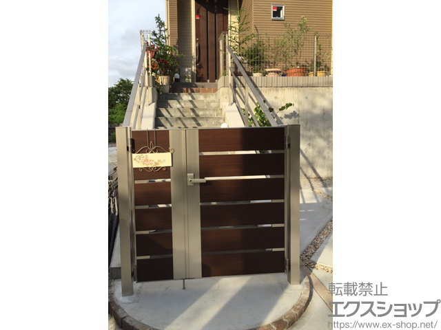 東京都町田市ののフェンス・柵 ルシアスフェンスF04型 横板 木目カラー 自由柱施工 施工例