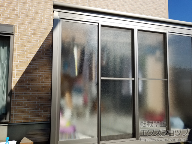茨城県結城市のLIXIL リクシル（トステム）のテラス囲い・サンルーム サニージュ F型 床納まり ランマ無 積雪〜20cm対応 施工例