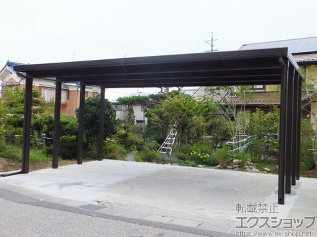 長野県松本市のLIXIL リクシル（トステム）のカーポート テリオスポートIII 3000 3台用 角柱8本仕様 積雪〜100cm対応 施工例