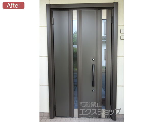 長野県小諸市のLIXIL リクシル（トステム）の玄関ドア リシェントII 断熱K2仕様 親子仕様(ランマ無)L E12型 施工例