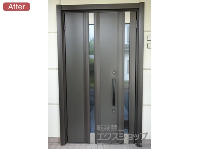 長野県小諸市のLIXIL リクシル（トステム）の玄関ドア リシェントII 断熱K2仕様 親子仕様(ランマ無)L E12型 施工例