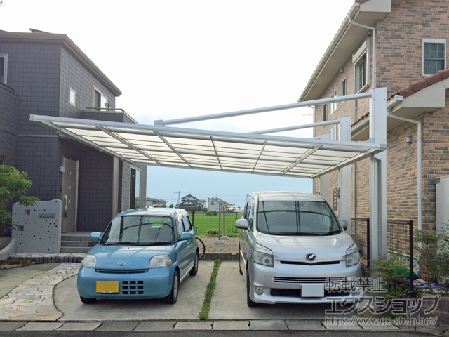 佐賀県佐賀市ののカーポート ダブルフェース 側面支持タイプ 積雪〜20cm対応 施工例