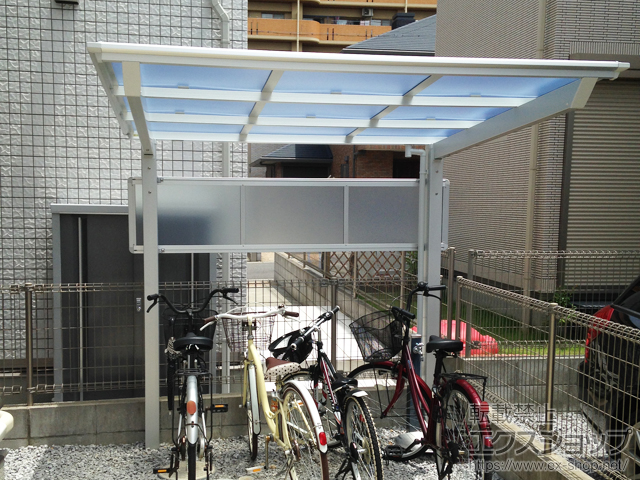 大阪府泉佐野市ののサイクルポート・駐輪場 ネスカFミニ (フラットスタイル) 積雪〜20cm対応 施工例