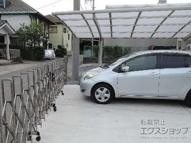 茨城県古河市ののカーゲート トリップゲート RB型 ノンレール 両開き 64W（32S+32M） 施工例