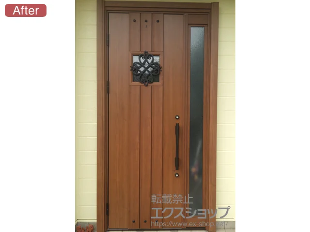 兵庫県神戸市のの内窓（二重窓・二重サッシ） ドアリモ玄関ドア 断熱D4仕様 手動錠 片袖FIX仕様 M09 外観左勝手 施工例