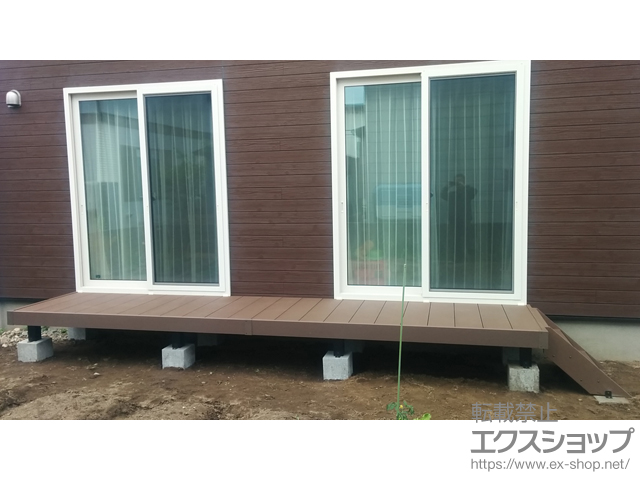 秋田県秋田市ののウッドデッキ リウッドデッキ 200＋リウッドステップ5型 Ｓタイプ（2段）×1台 施工例