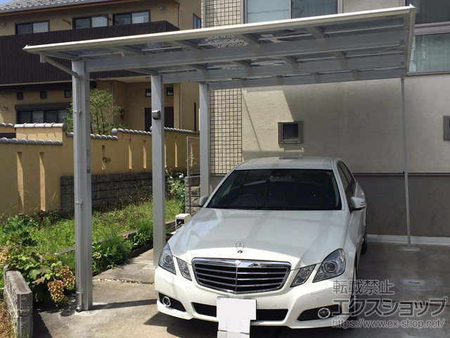 東京都国立市ののカーポート マイリッシュOK 積雪〜20cm対応+三協アルミ マイリッシュOK サポートセット（着脱式） 3本入り×1セット+パネル抜け防止材 間口33 H22用 施工例