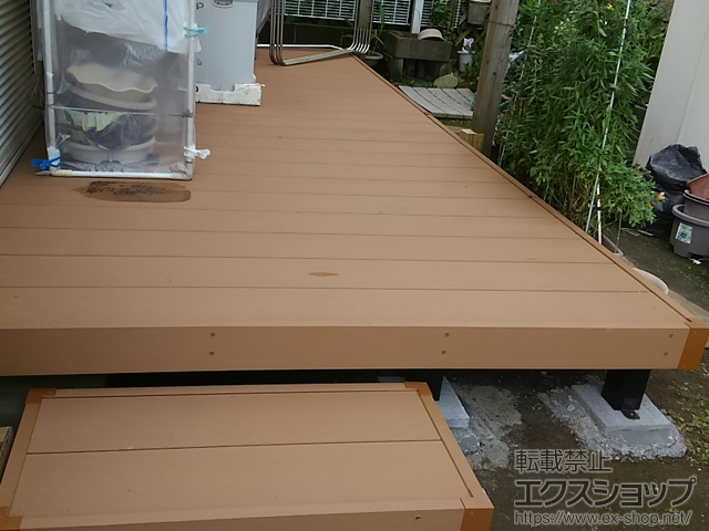 東京都町田市ののウッドデッキ リウッドデッキ 200+ 独立式リウッドステップ 2型 施工例